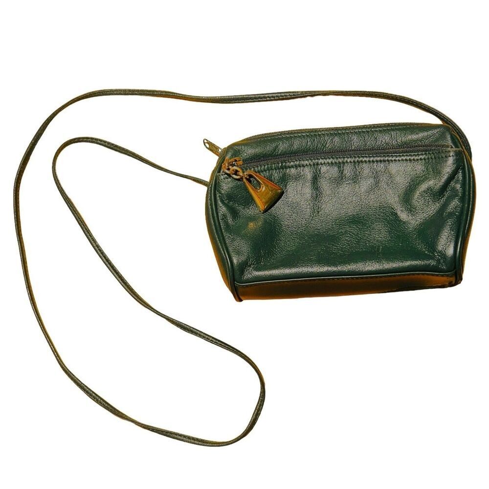 Giani Bernini Dark Green Pebbled Leather Small Crossbody Purse Shoulder Bag